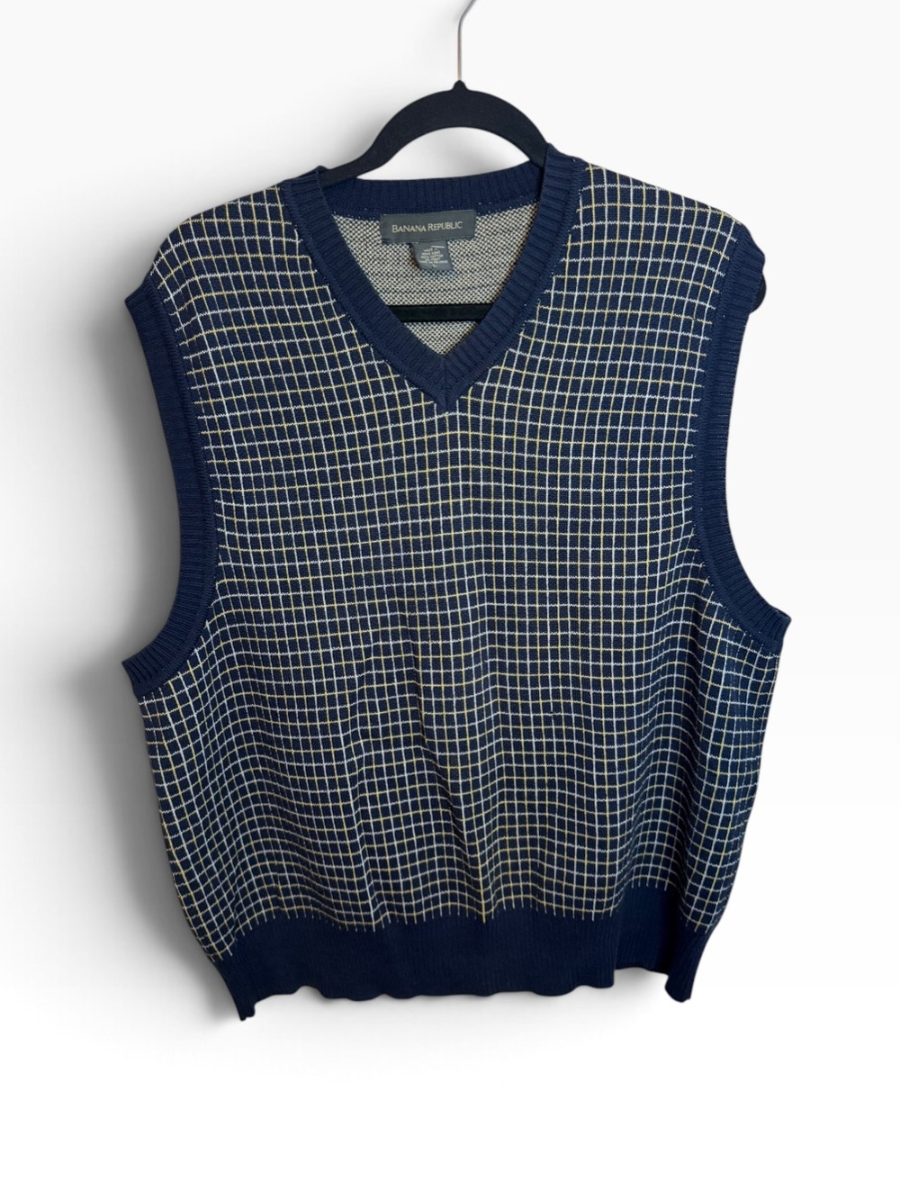 Banana Republic Vintage Navy Blue Cotton Grandpa Sweater Vest